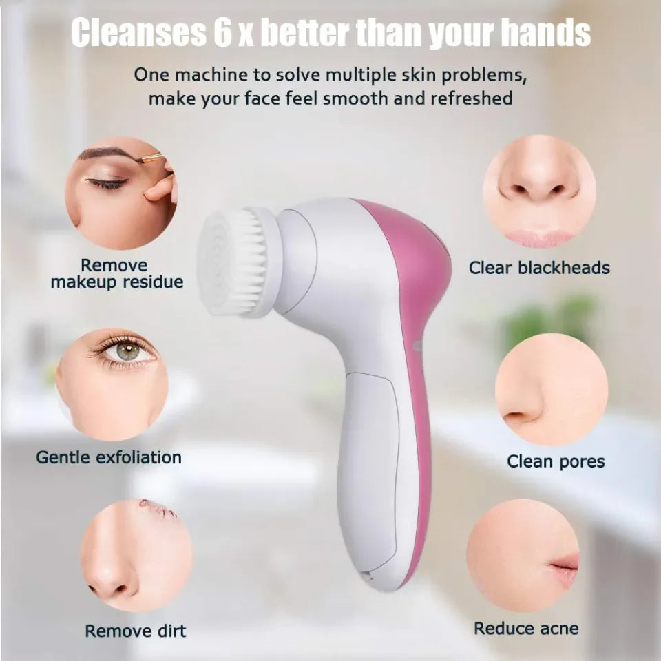 5-in-1 Electric Face Cleanser and Massaging Brush