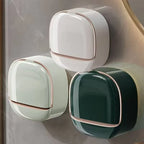 Soap Holder 3pcs Set with Lid Drain Bathroom Soap Dish No Drill Soap Box Organizer