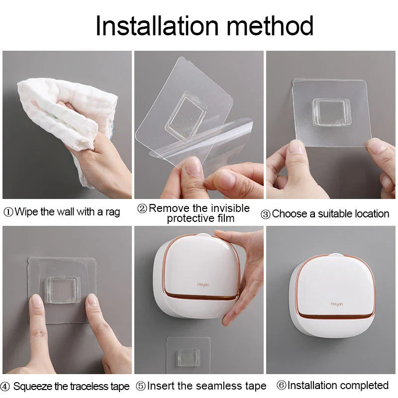 Soap Holder 3pcs Set with Lid Drain Bathroom Soap Dish No Drill Soap Box Organizer