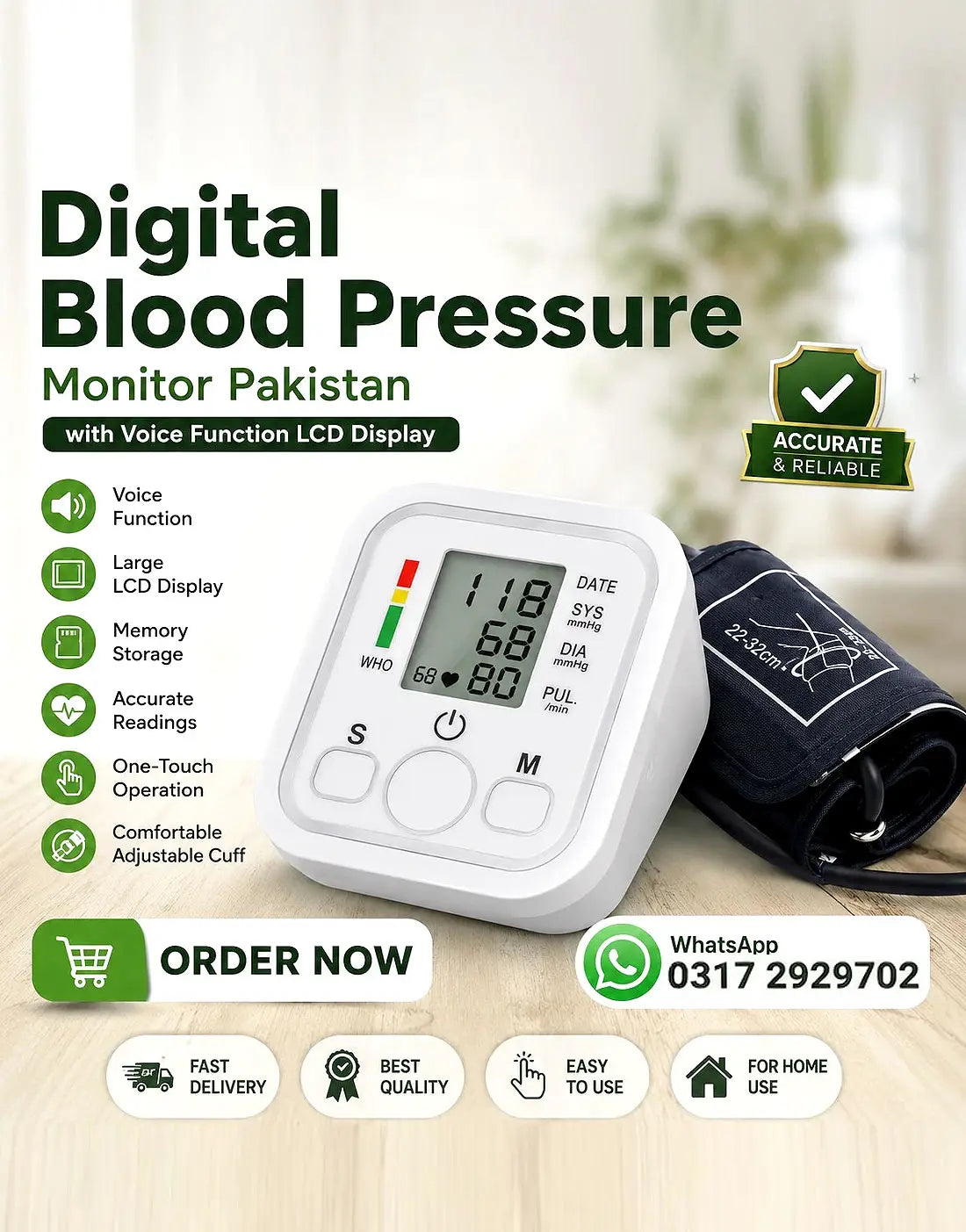 Arm Style Digital Blood Pressure Monitor Machine – Best BP Apparatus for Home & Clinic Use