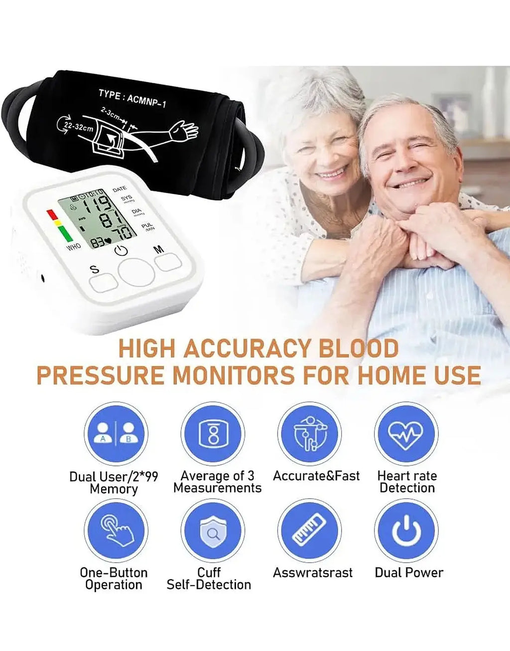 Arm Style Digital Blood Pressure Monitor Machine – Best BP Apparatus for Home & Clinic Use