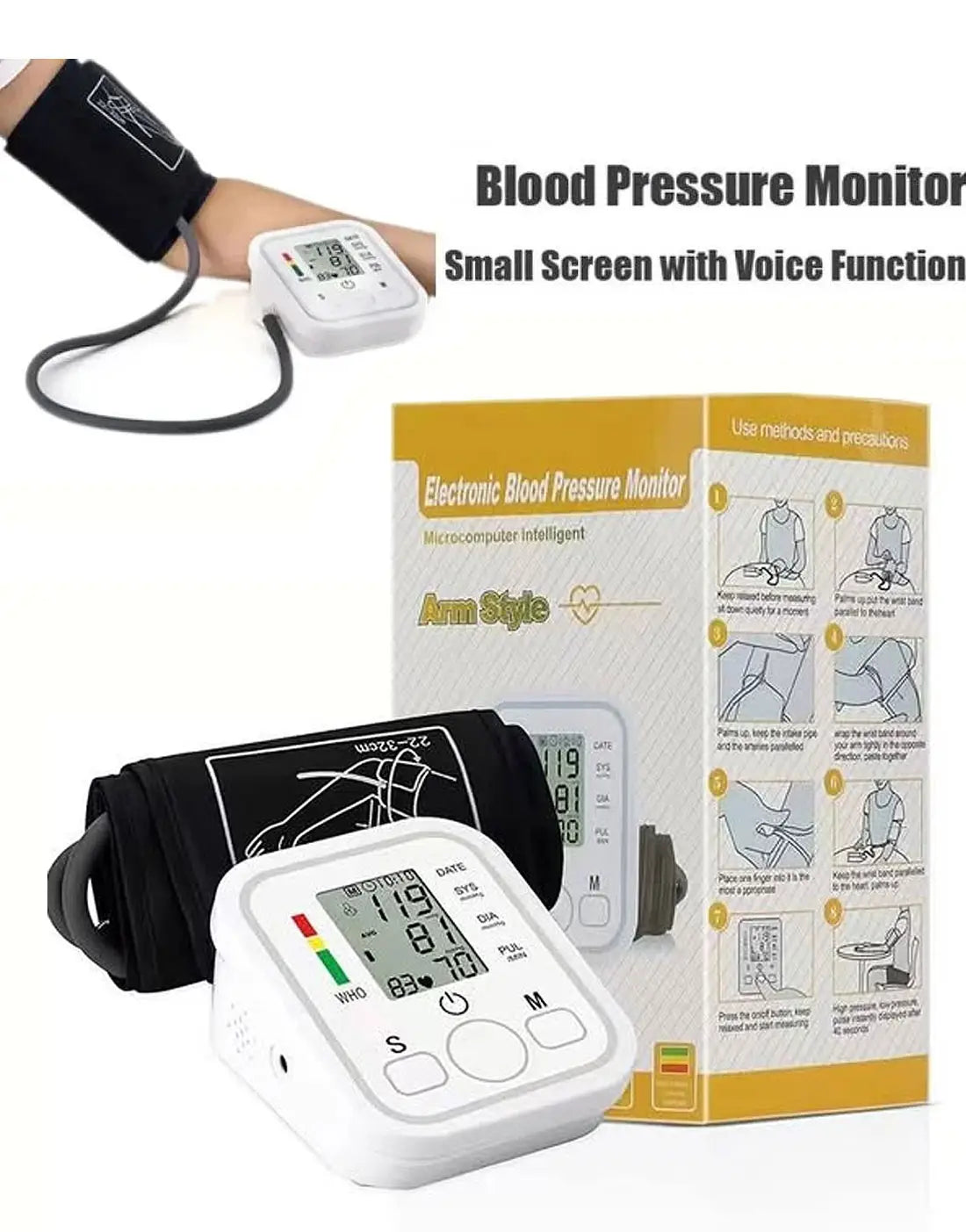 Arm Style Digital Blood Pressure Monitor Machine – Best BP Apparatus for Home & Clinic Use