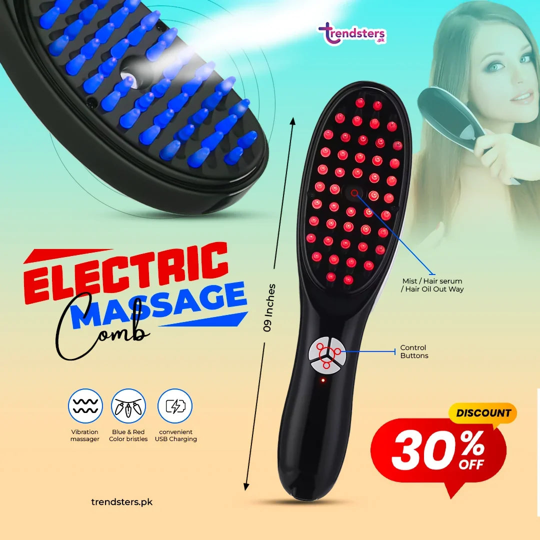 Electric LED Hair Brush – Comfortable Scalp Massage & Hair Care