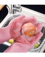 Pair of Silicone Kitchen Dish Washing Gloves