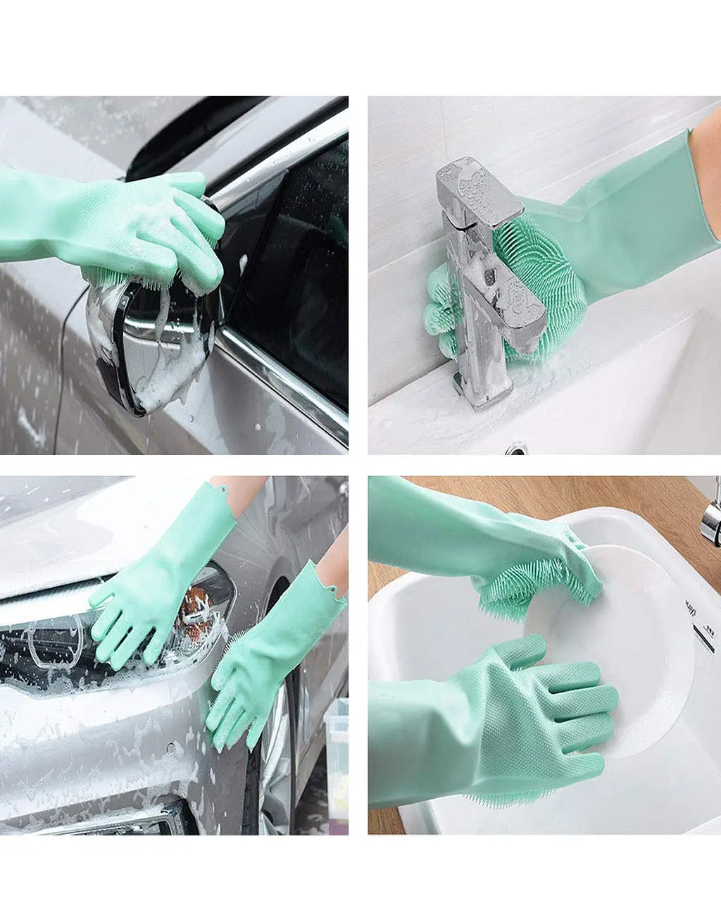 Pair of Silicone Kitchen Dish Washing Gloves