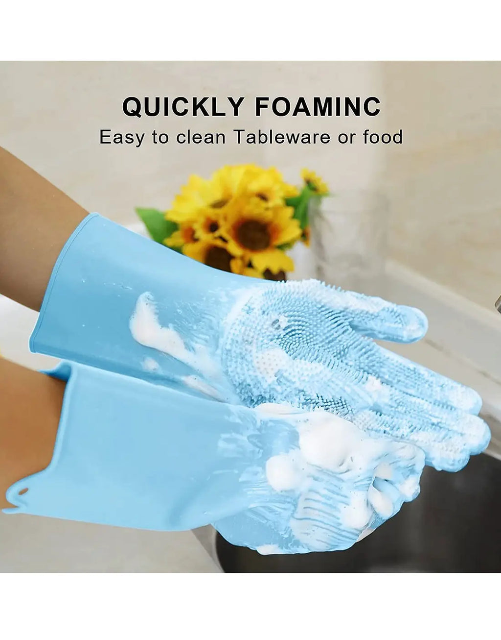 Pair of Silicone Kitchen Dish Washing Gloves