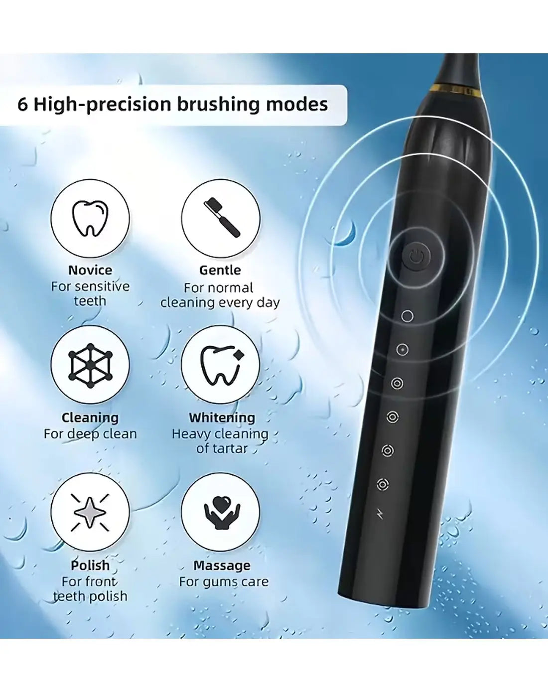 Rechargeable X-3 Sonic Electric Toothbrush with 4 Detachable Bristles