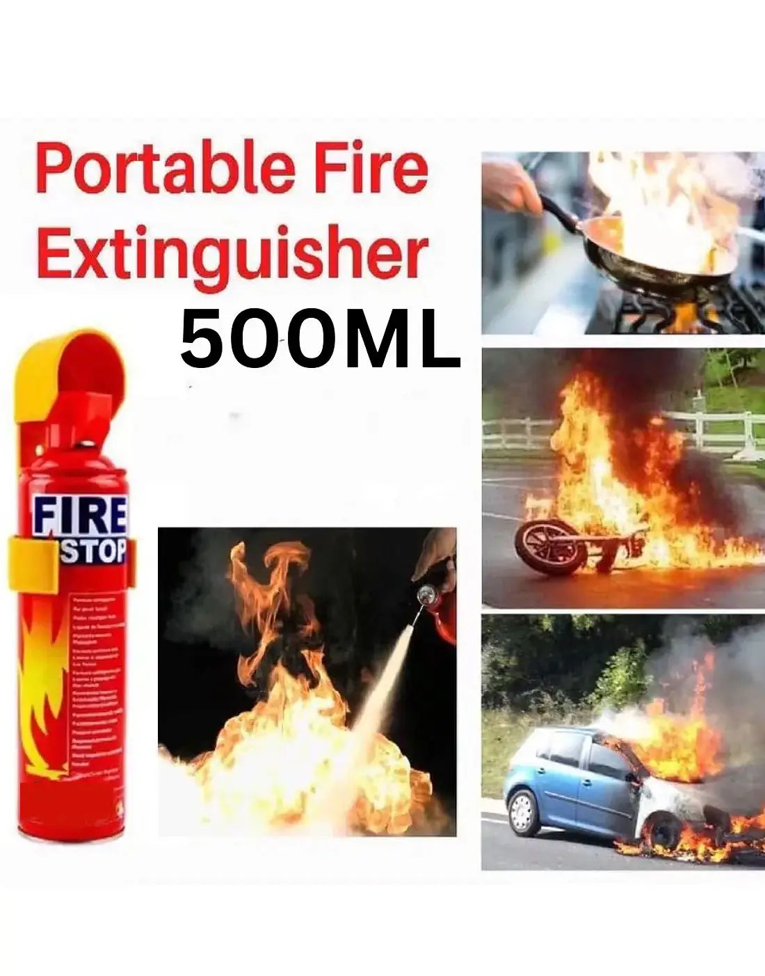 Fire Stop Spray 500ML - Portable Fire Extinguisher for Home, Office & Car