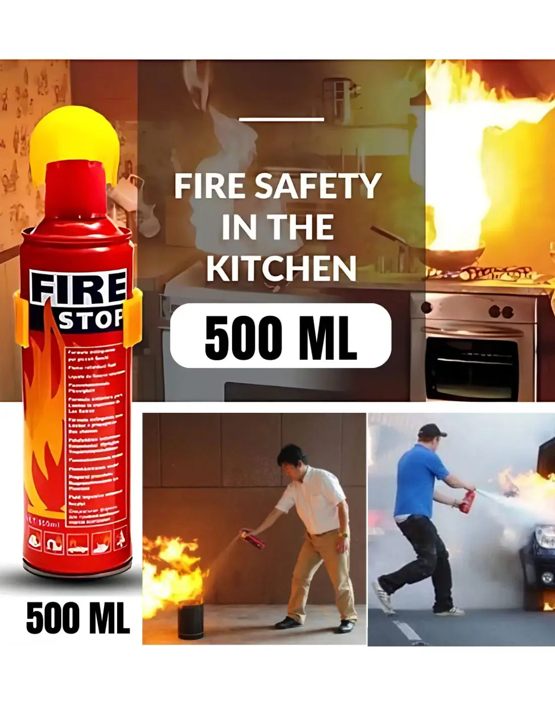 Fire Stop Spray 500ML - Portable Fire Extinguisher for Home, Office & Car