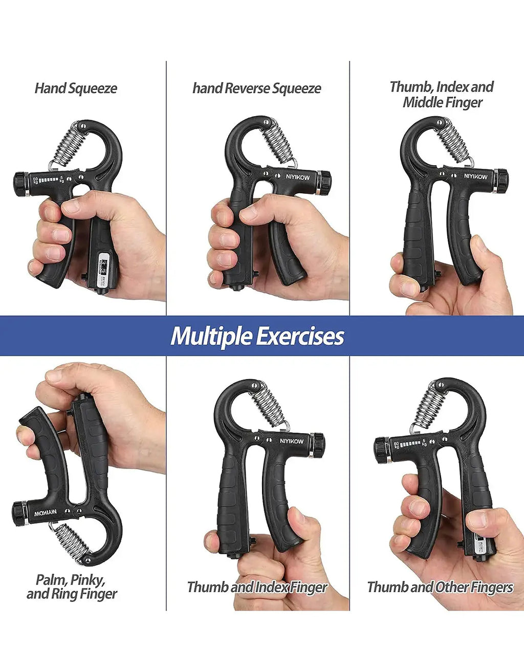 Adjustable 5–60kg Hand Grip Strengthener with Counter for Exercise & Training