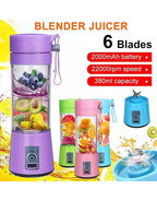 USB Rechargeable Portable Mini Blender Juicer 380ml for Smoothies, Shakes & Travel
