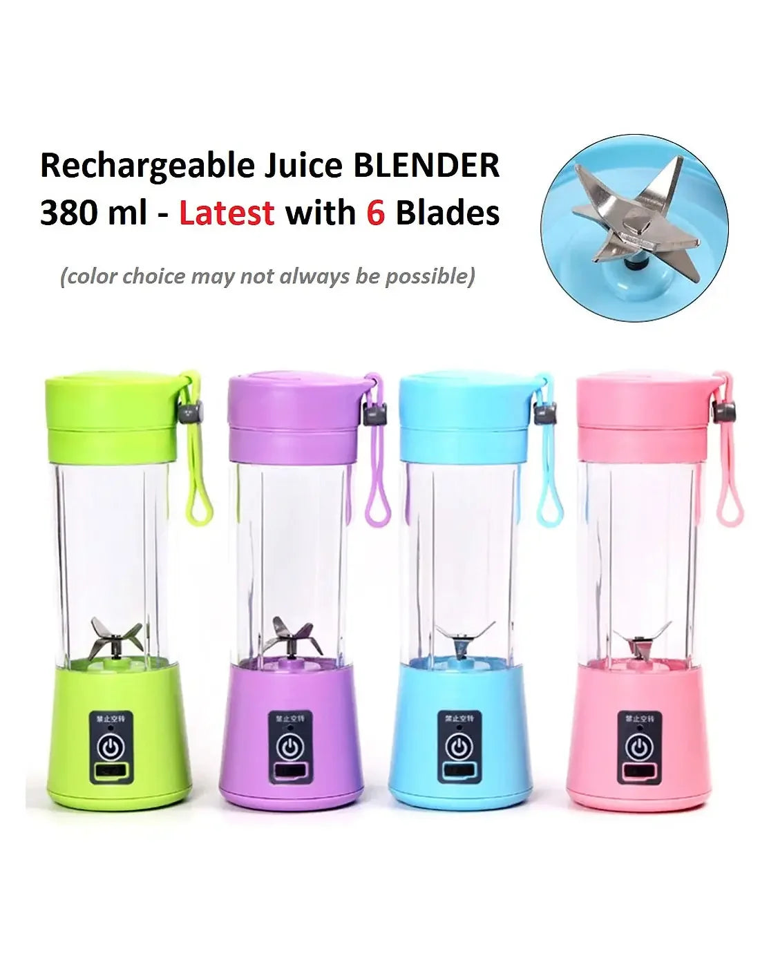 USB Rechargeable Portable Mini Blender Juicer 380ml for Smoothies, Shakes & Travel