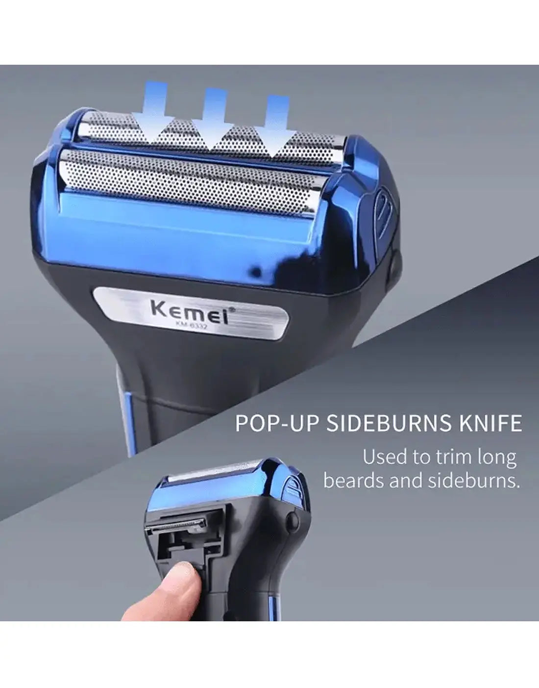 Kemei KM-6332 3-in-1 Grooming Kit - Rechargeable Trimmer for Beard, Hair & Nose Trimming