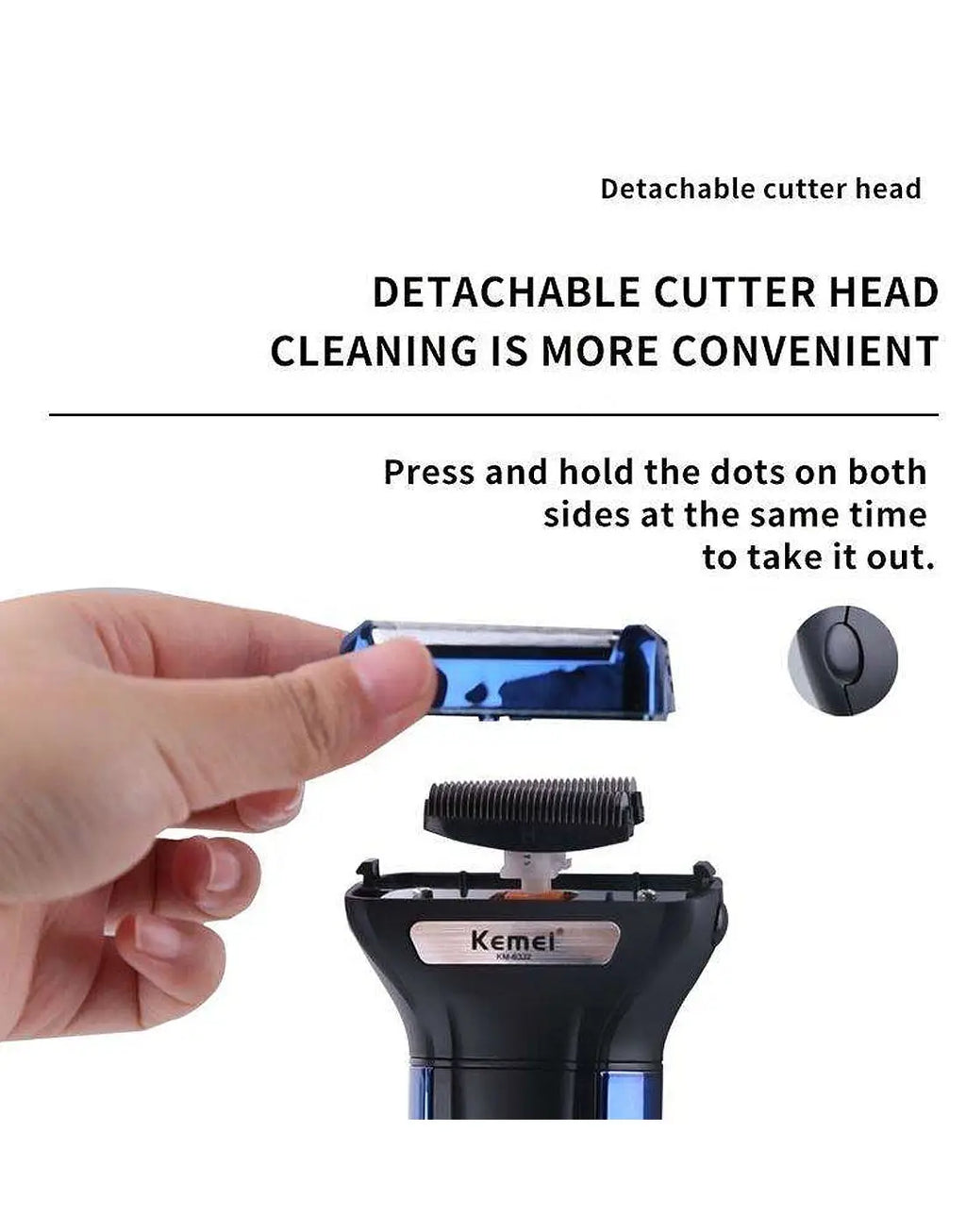 Kemei KM-6332 3-in-1 Grooming Kit - Rechargeable Trimmer for Beard, Hair & Nose Trimming