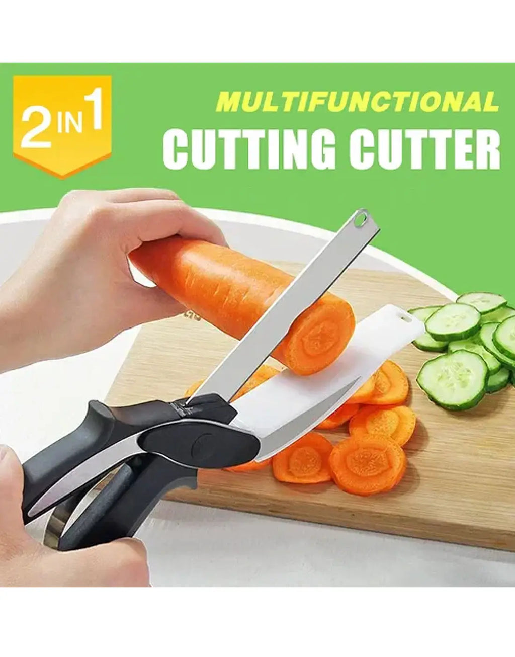 2 in 1 Kitchen Knife & Cutting Board - Great for Food Slicing & Chopping