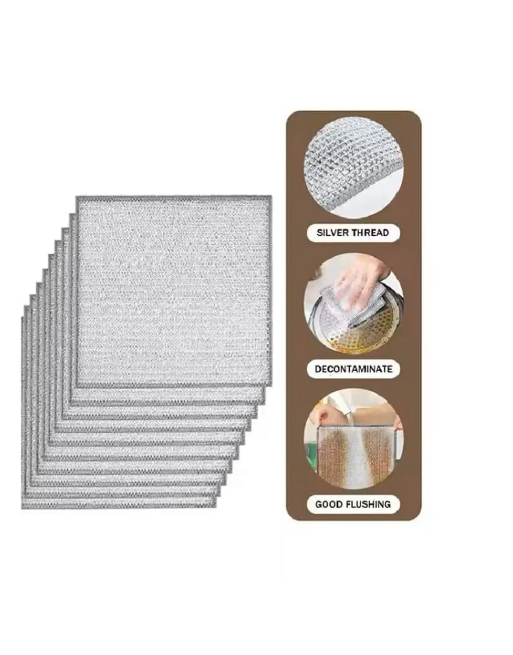 Pack of 10 Kitchen Steel Mesh Wire Dishwasher Cleaning Cloth