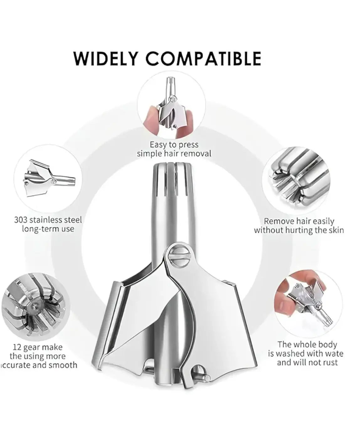 Stainless Steel Manual Nose & Ear Hair Trimmer