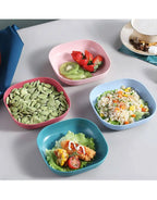 10‑Piece Plastic Reusable Food Plates Set with Stand – Ideal for Snacks and Breakfast