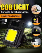 COB Rechargeable Pocket Keychain Flashlight with Bottle Opener & Magnet Base