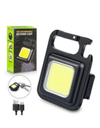 COB Rechargeable Pocket Keychain Flashlight with Bottle Opener & Magnet Base