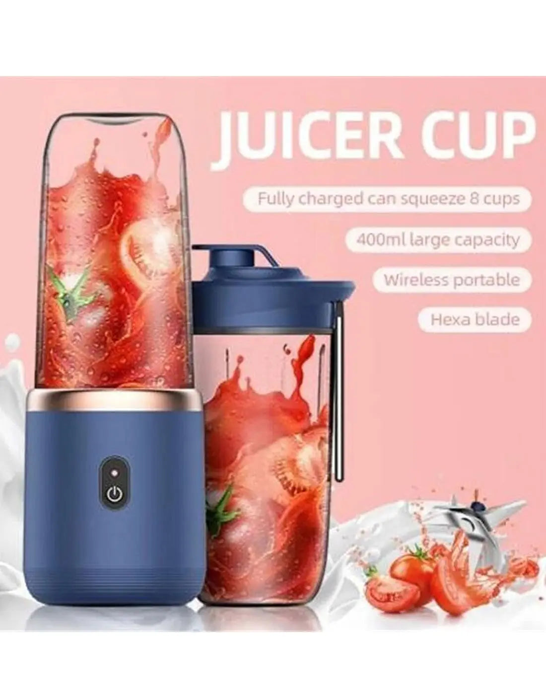 2-In-1 USB Rechargeable Portable Juicer Blender for Smoothies, Shakes, and Frozen Drinks