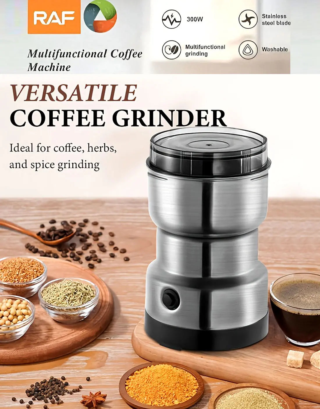RAF Electric Masala Grinder Machine for Coffee Beans, Spices & Sugar