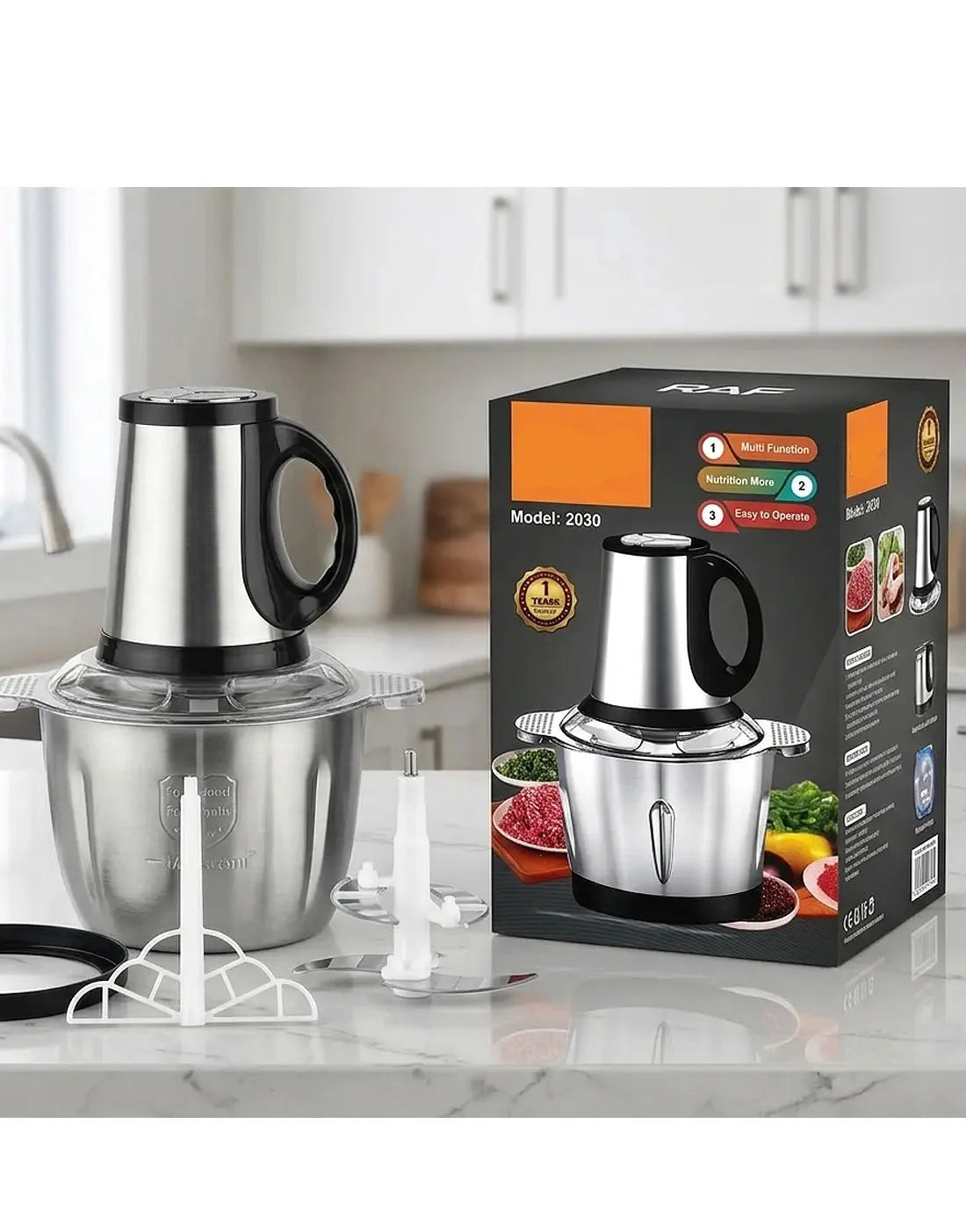 3L Food Processor, Vegetable & Meat Chopper, Qeema Machine – Stainless Steel Bowl 1000W