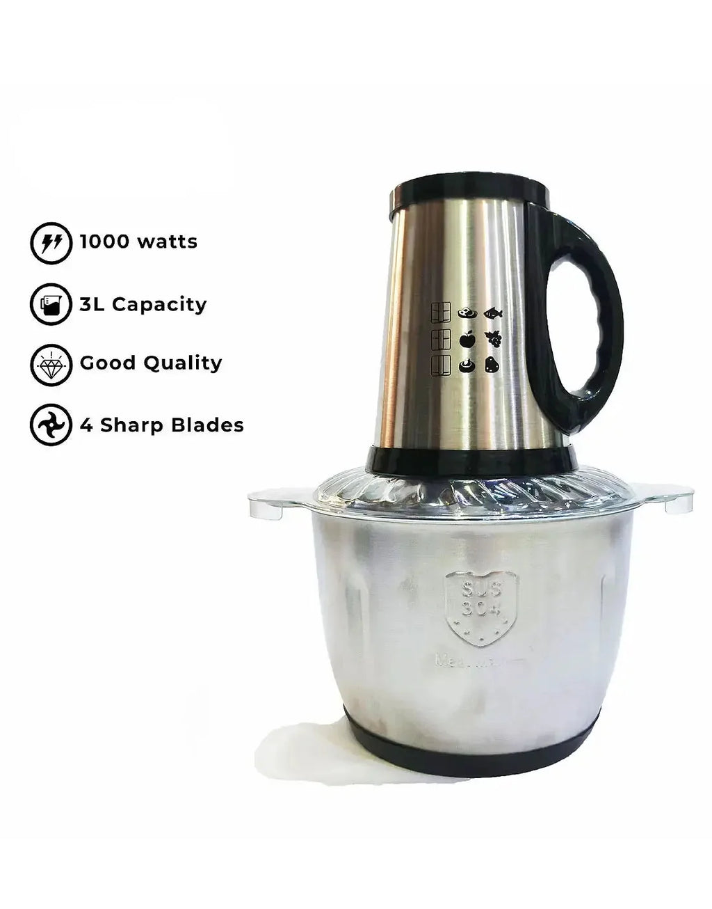 3L Food Processor, Vegetable & Meat Chopper, Qeema Machine – Stainless Steel Bowl 1000W