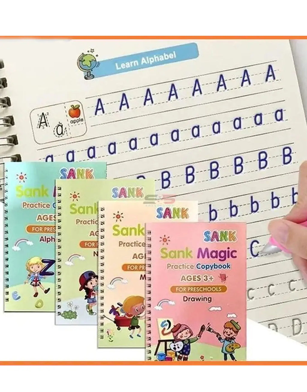 Sank Magic Reusable 4 Practice Copybook + Magic Pen with 10 Refills