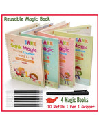 Kids Learning Gift Pack – 8.5' LCD Writing Tablet + 4 Sank Magic Reusable Practice Copybooks