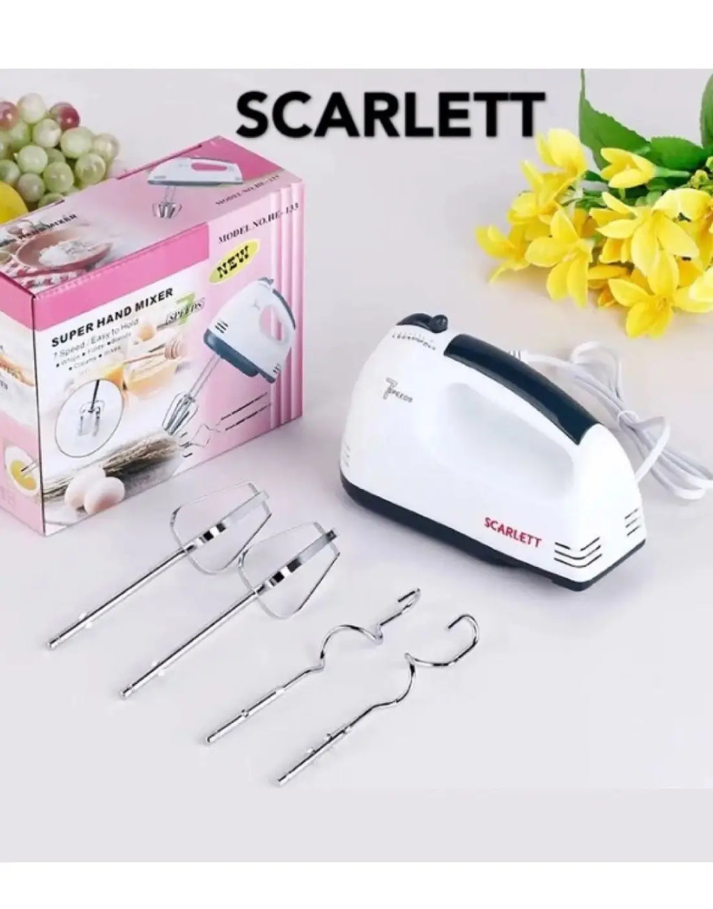 Scarlett Electric Hand Mixer/Beater For Egg, Cream & Dough