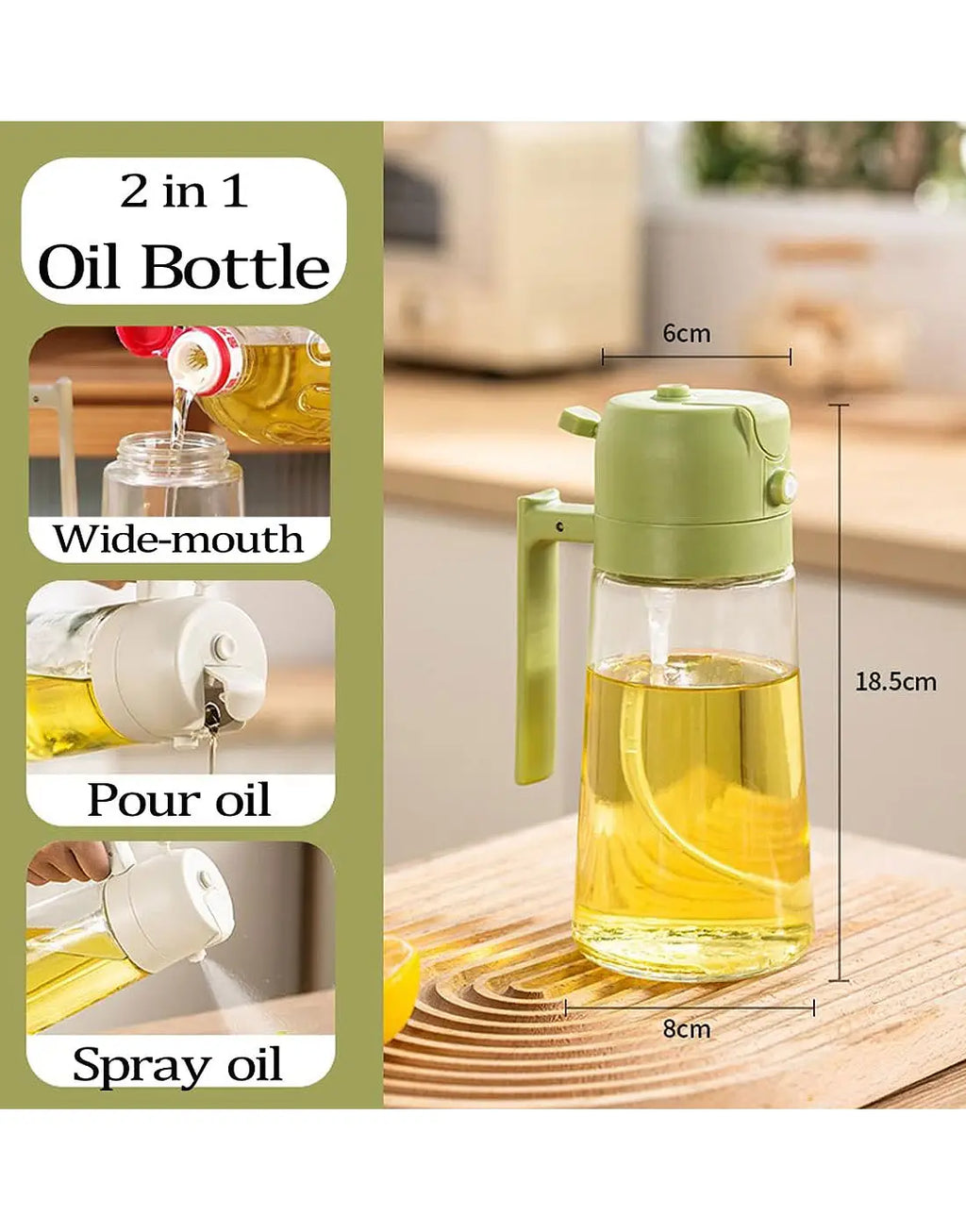 2 in 1 Sprayable & Pourable Cooking Oil Bottle 500ml