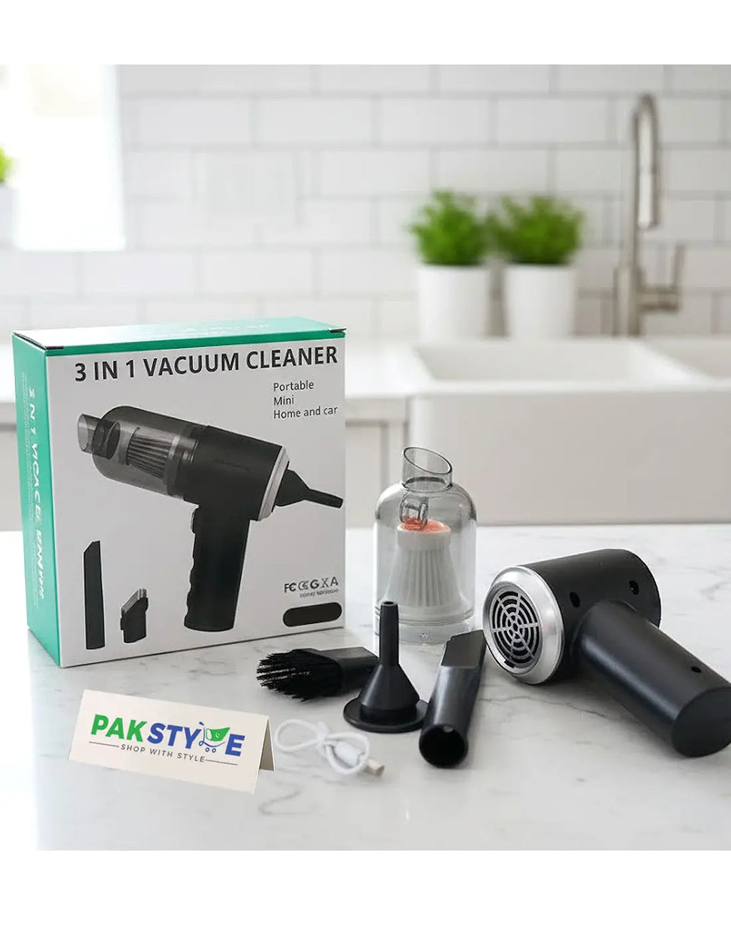 3‑in‑1 Portable Mini Vacuum Cleaner for Car, Home & Pets Use