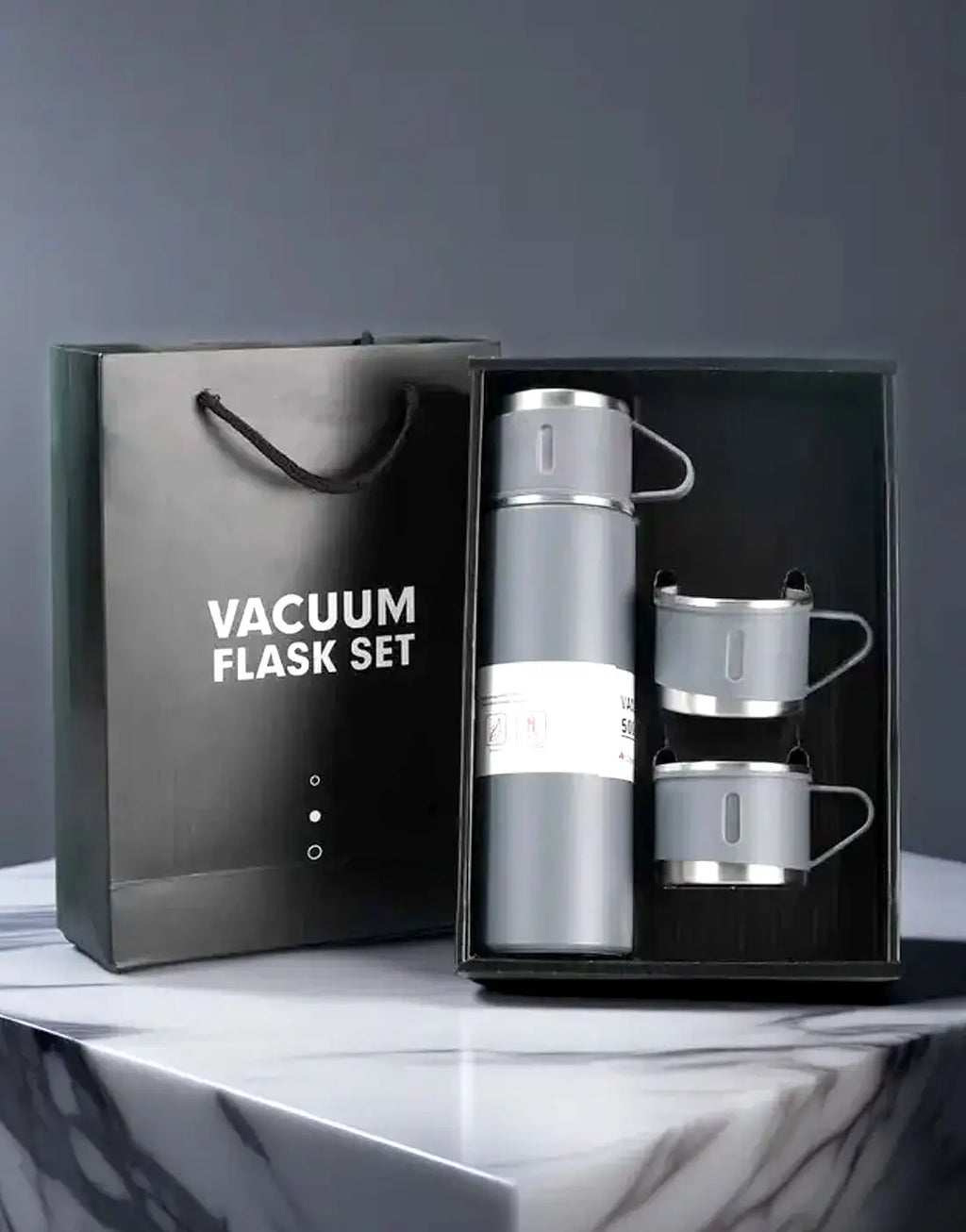 3 Cup Double-Layer Stainless Steel Vacuum Flask Set - 500ml