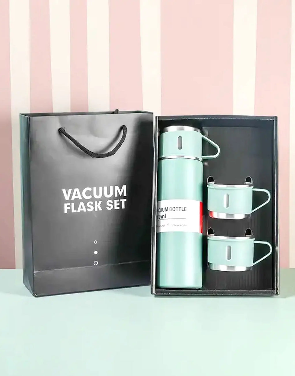 3 Cup Double-Layer Stainless Steel Vacuum Flask Set - 500ml