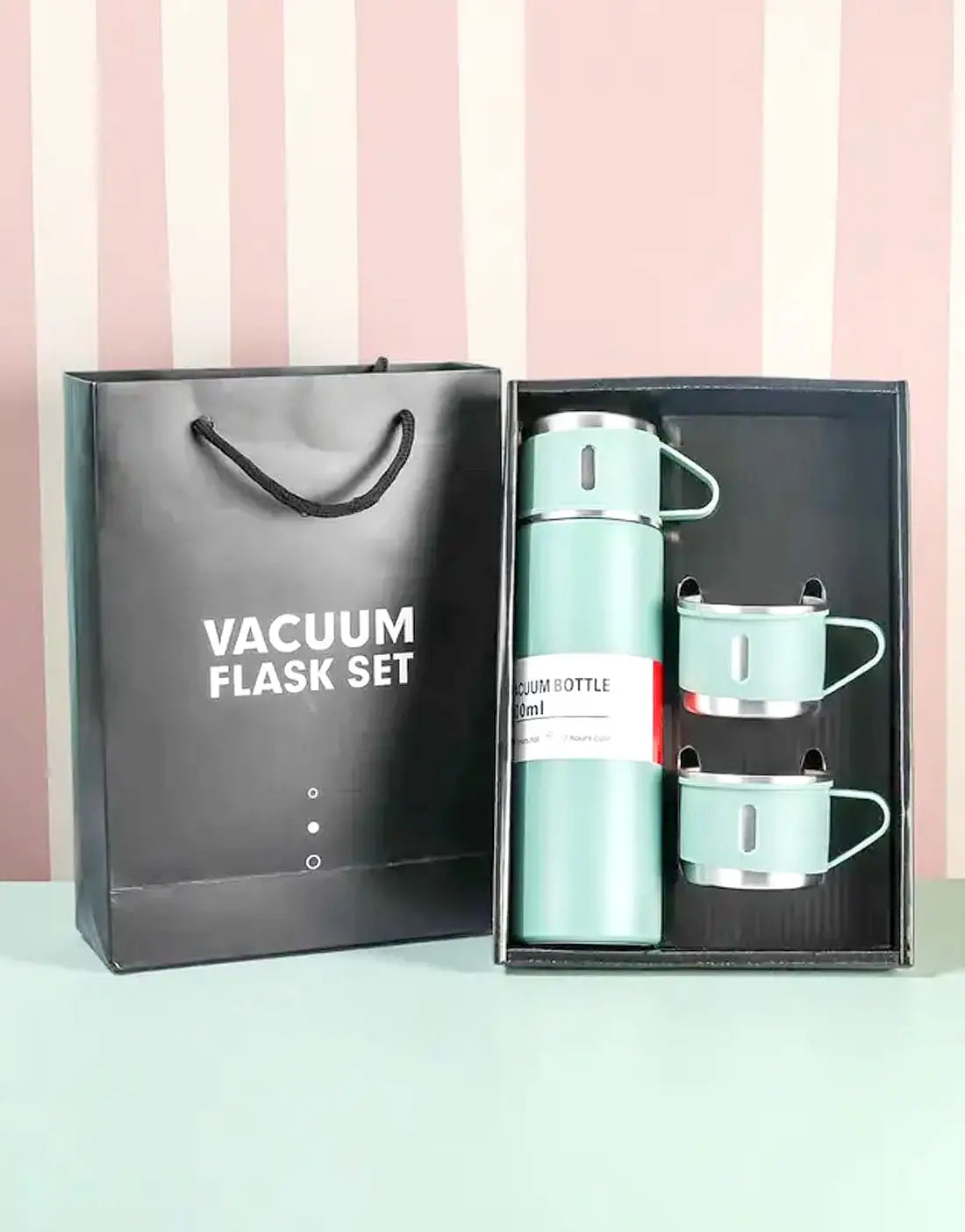3 Cup Double-Layer Stainless Steel Vacuum Flask Set - 500ml