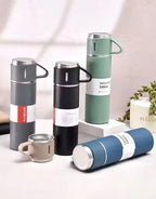 3 Cup Double-Layer Stainless Steel Vacuum Flask Set - 500ml