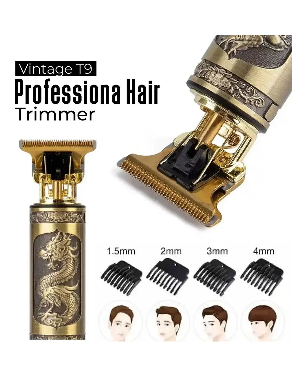 Professional Vintage T9 Trimmer – Cordless Hair Clipper & Shaving Machine for Men